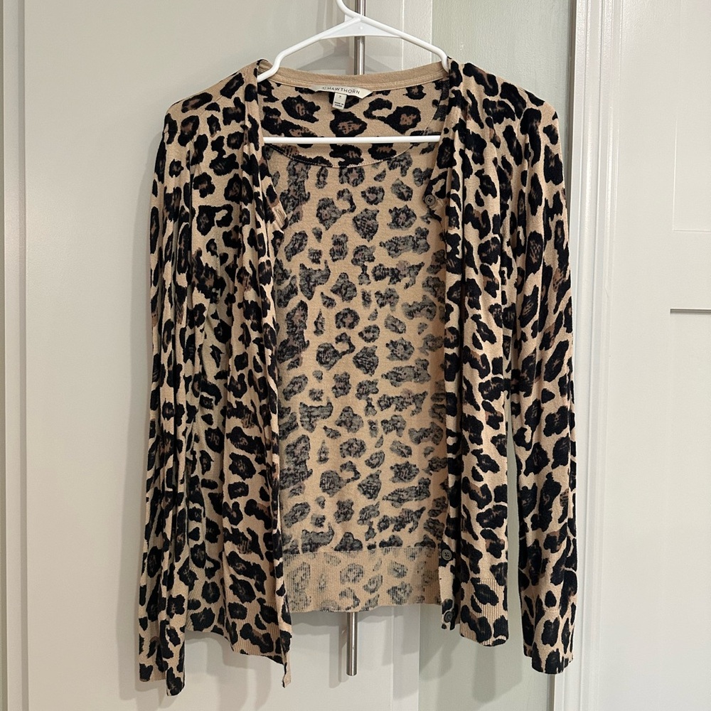 41 Hawthorn Leopard Print Tan and Black Cardigan
